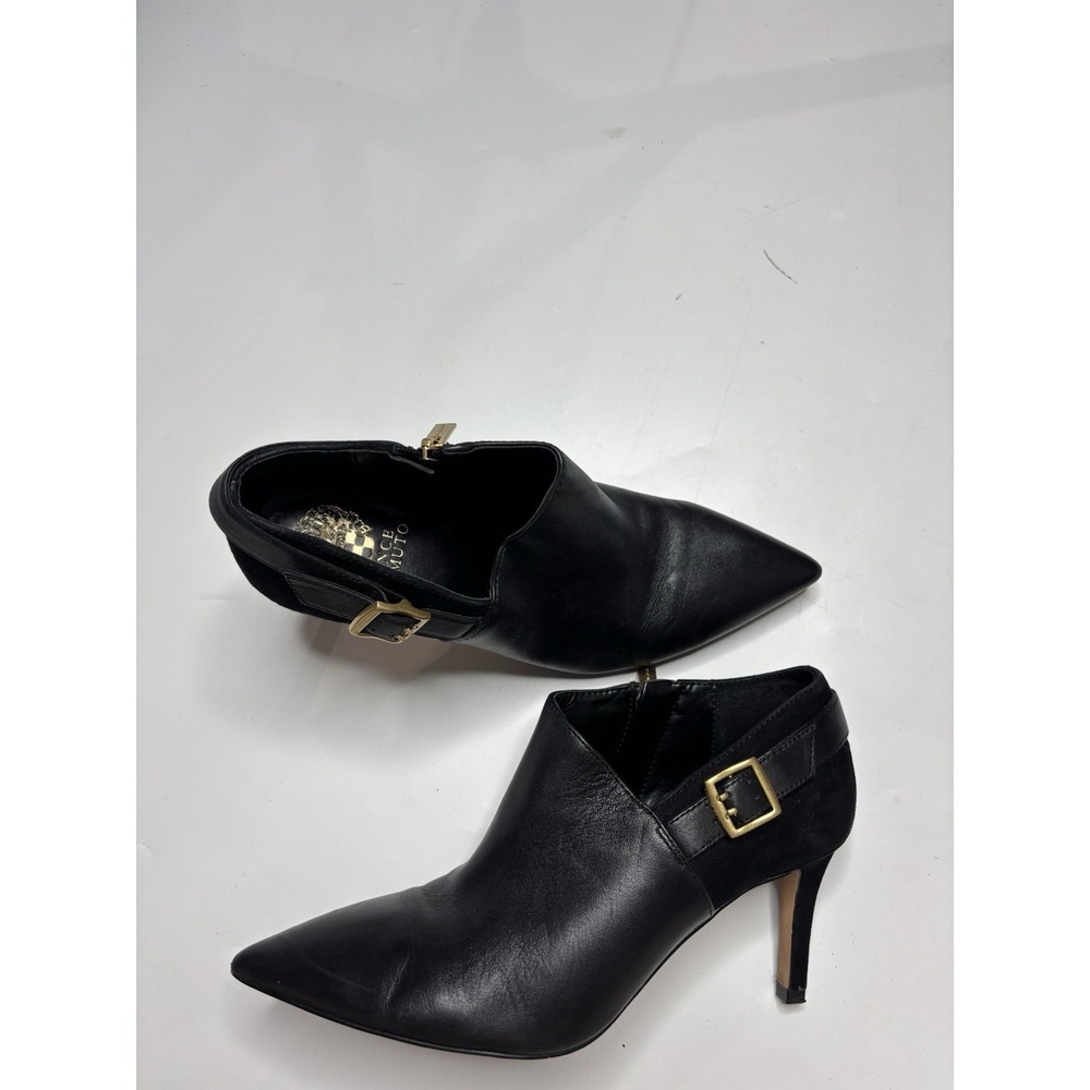 Vince Camuto Women's 9M EU 40 Kreitha Leather/Suede Shootie Buckle Black Classy